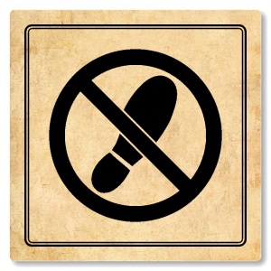 Zákaz vstupu v obuvi, 80x80mm, pergamen, Utah